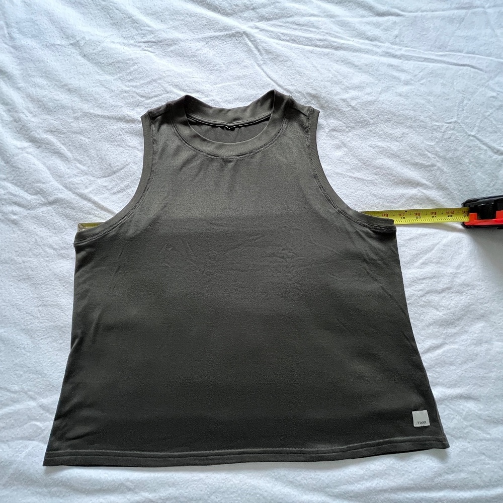 Vuori Women's Energy (tank) Top - a cropped racerback in an Olive/Oregano color